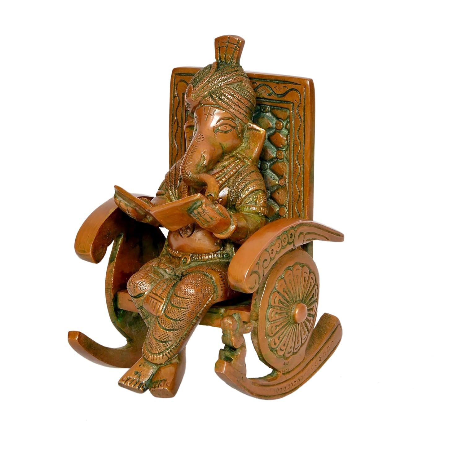 Aona Elegant Brass Ganesha Statue 6.5 Inch Handcrafted Hindu God Idol For Home & Office Dcor | Lord Ganesh Figurine
